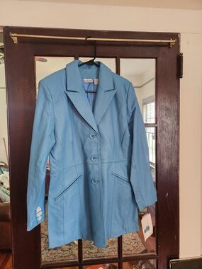 Styleworks Sky Blue Leather Jacket